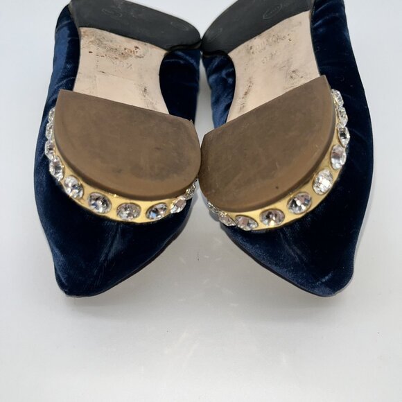 Miu Miu Black and Gold Embroidered Loafers - Picture 7 of 13